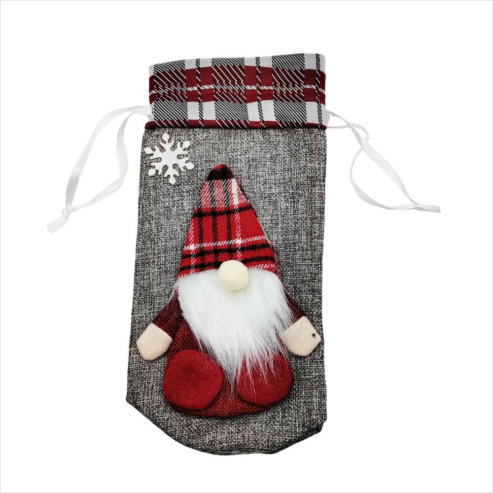 Christmas Red Wine Bottle Cover Bags, Christmas Table Dinner Decoration Bag Cover Xmas Red Wine Gift Bags for Home Decor