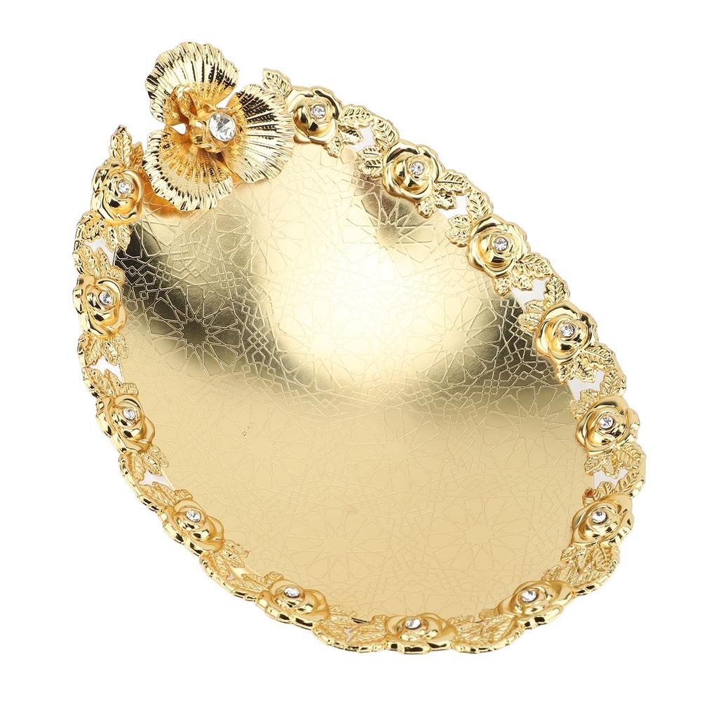 Европейская подставка для торта, золотой поднос для фруктов, сервировочная тарелка для конфет, овальная тарелка для хранения закусок и десертов для дома