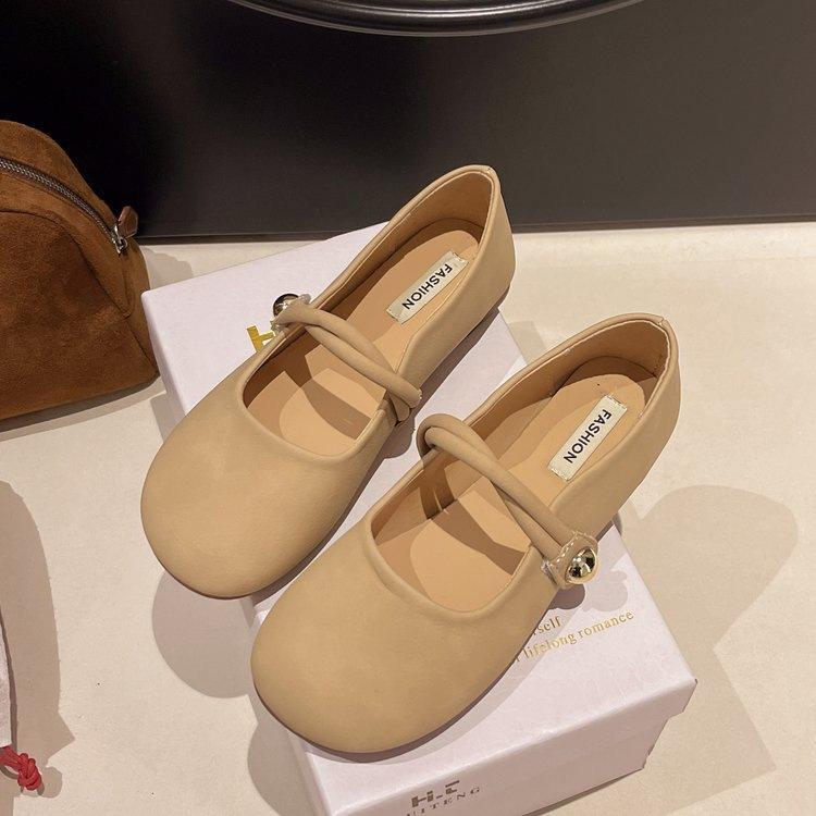 Flat-soled single shoes women's gentle shoes 2025 spring new shallow mouth late evening wind Mary Jane shoes soft-soled Doudou shoes