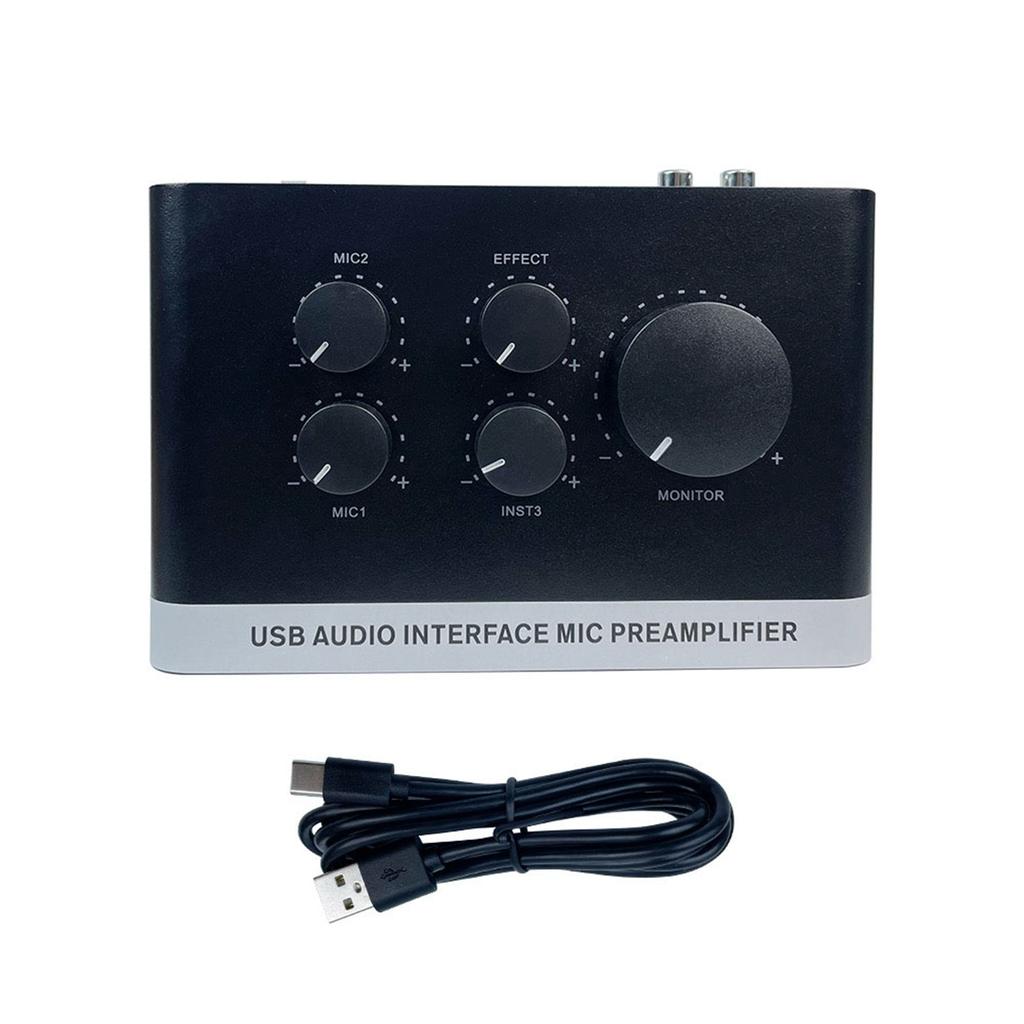 USB звуковой интерфейс 48 В фантомное питание профессиональный звуковой микшер микрофонный предусилитель с разъемом XLR 14 дюймов