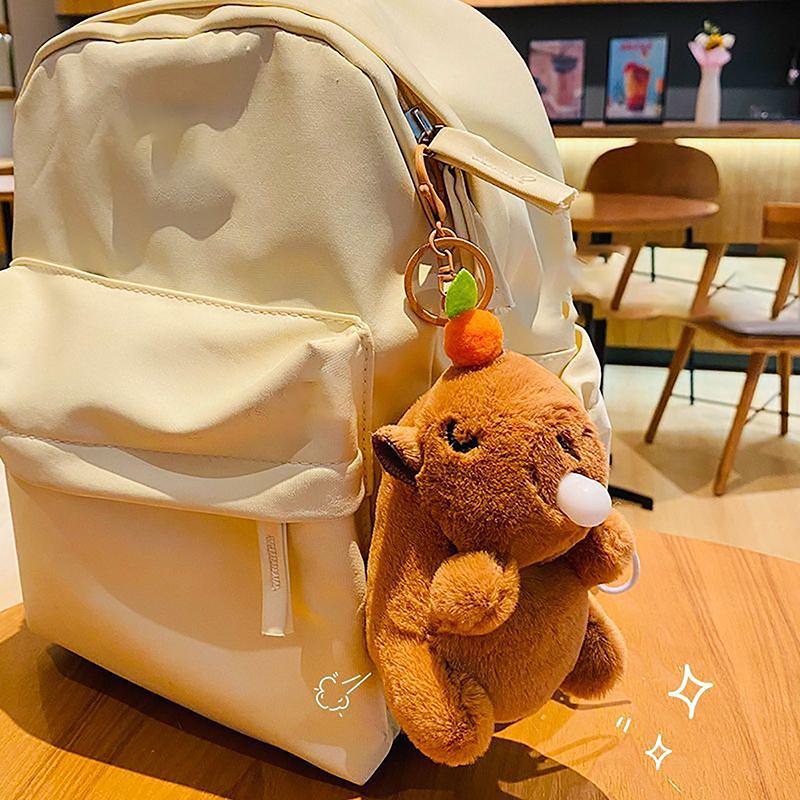 15Cm Cute Bubble Spitting Capibala Pendant Plushie Dolls Stuffed Plush Doll Capybara Toys Bag Keychain Ornaments For Kids Gifts