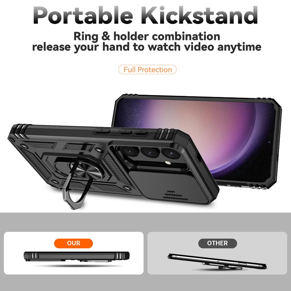 Для Samsung Galaxy S24+ Бронированный чехол для телефона Защита камеры Подставка Обложка