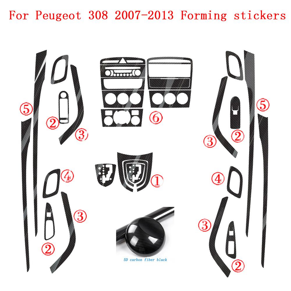 Car-Styling Carbon Fiber Car Interior Center Console Color Change Molding Sticker Decals For Peugeot 308 2007-2013