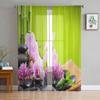 Spa Concept With Zen Stones And Orchid Chiffon Sheer Curtains for Living Room Bedroom Decoration Window Voiles Tulle Curtain