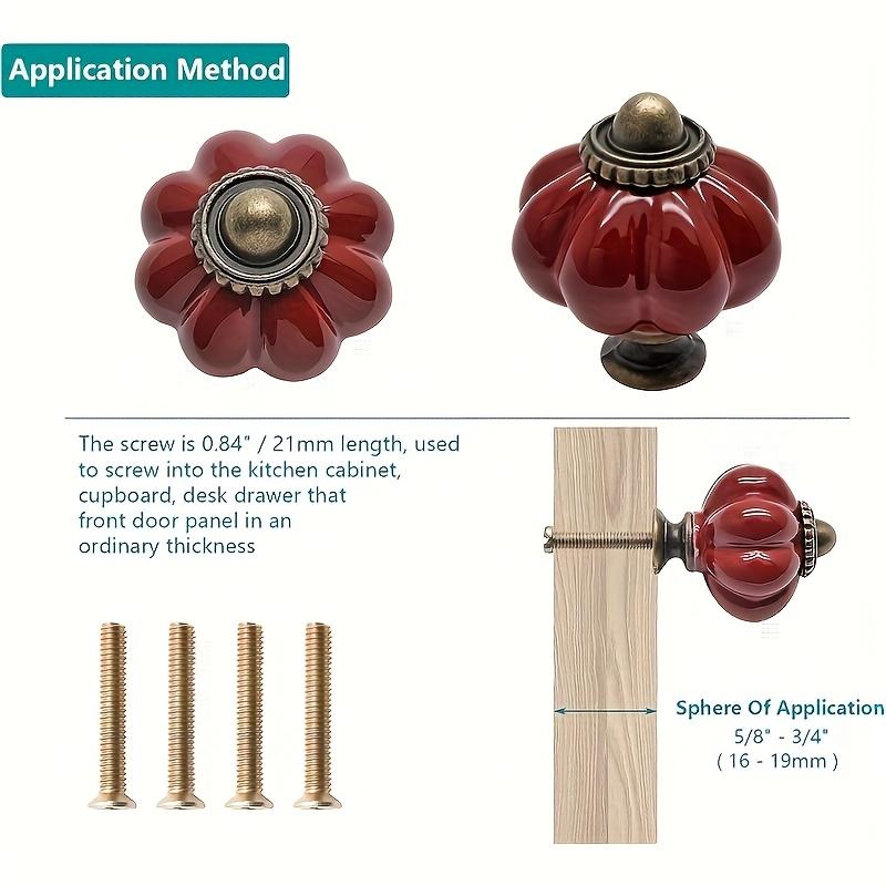 Ретро Керамические Ручки для Шкафа 12 шт. - Дизайн Тыква Темно-Красный 1,381,50 Дюймов, Идеально для Украшения Мебели на Ящиках, Шкафах и Гардеробах