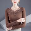 2025 Autumn Women's Rhinestone Embroidered Mesh Top with Silver Thread - Versatile Long Sleeve Fashion