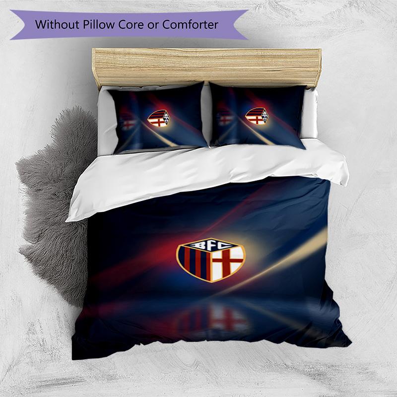 Bologna FC Printed 3PCS Bedding Set Breathable Duvet Cover with Pillowcases Decorative Bed Linen for Bedroom Home