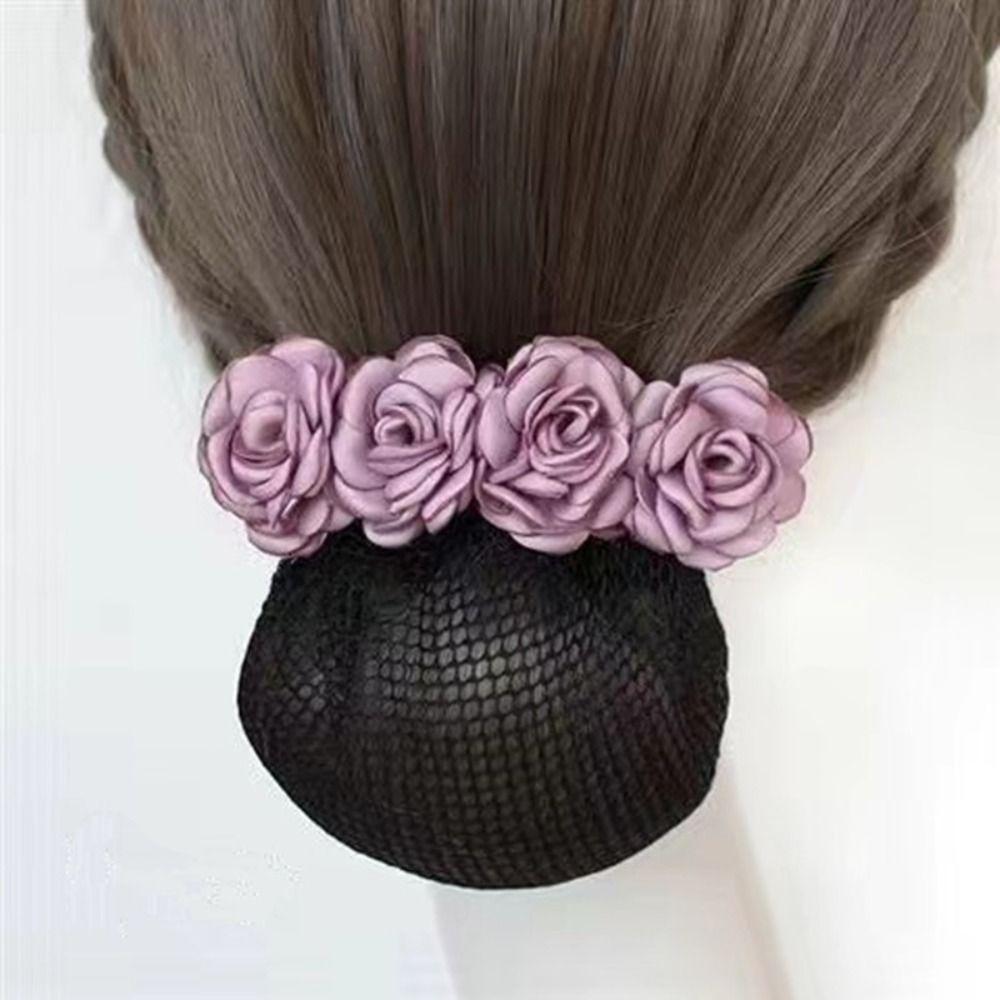 Hair Accessories Bow French Hair Clip Barrette Women Hair Bun Cover Net Snood Hairnet Flower