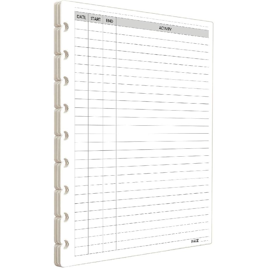 Activity Log Refill Pages fits Discbound Planners, Time Activity Tracker Log Refills, Pre-punched Happy Planner erts (9 Disc Classic)