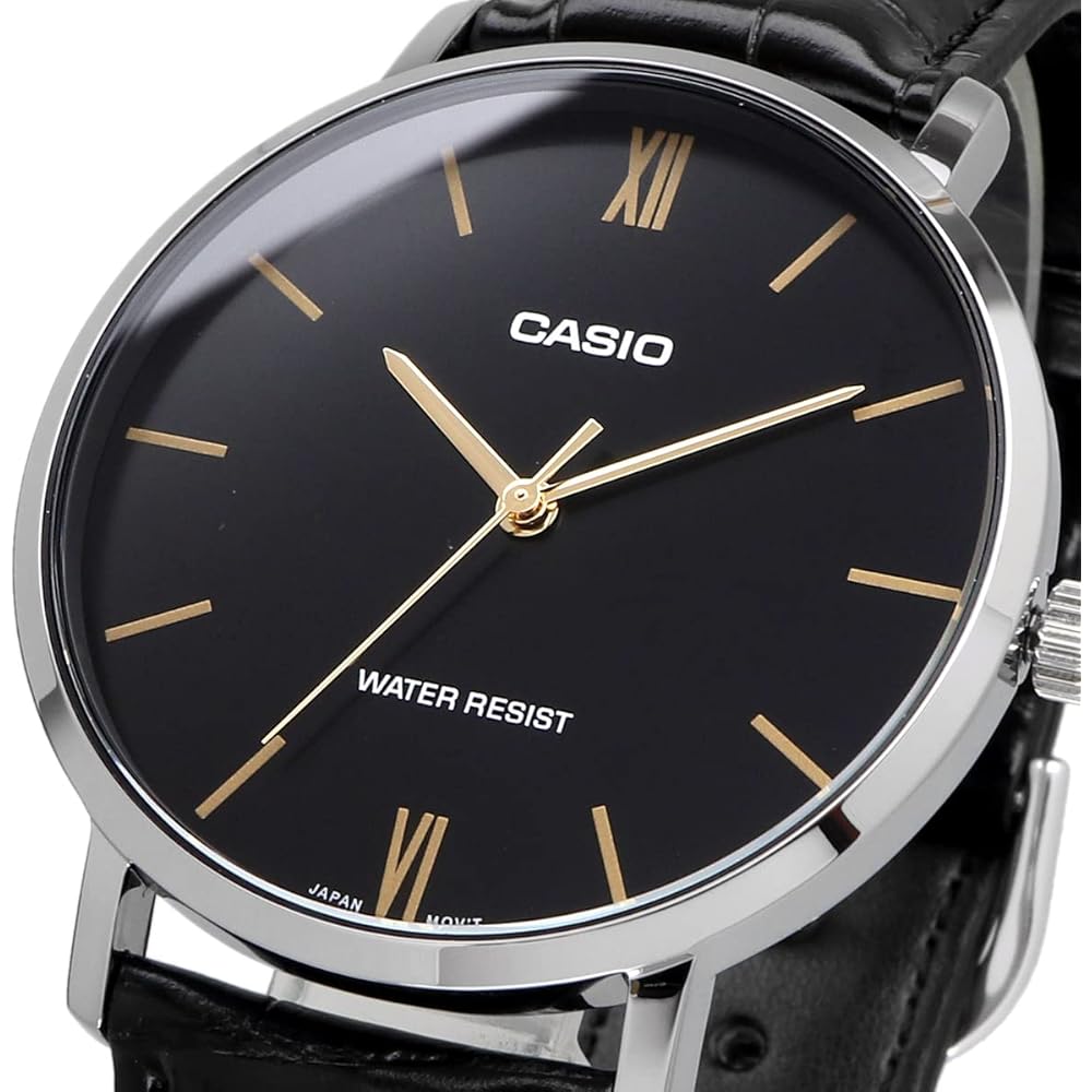 [Casio] CASIO Quartz Men's Watch MTP-VT01L-1B Black x Black Leather Band Overseas Model [Parallel...