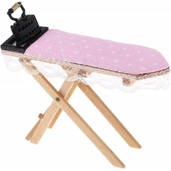 Dollhouse Furniture 1:12 Scale Miniatures Accessories Ironing Board Set Wooden Furniture Model Miniature Room Artificial House Decor Life Scene