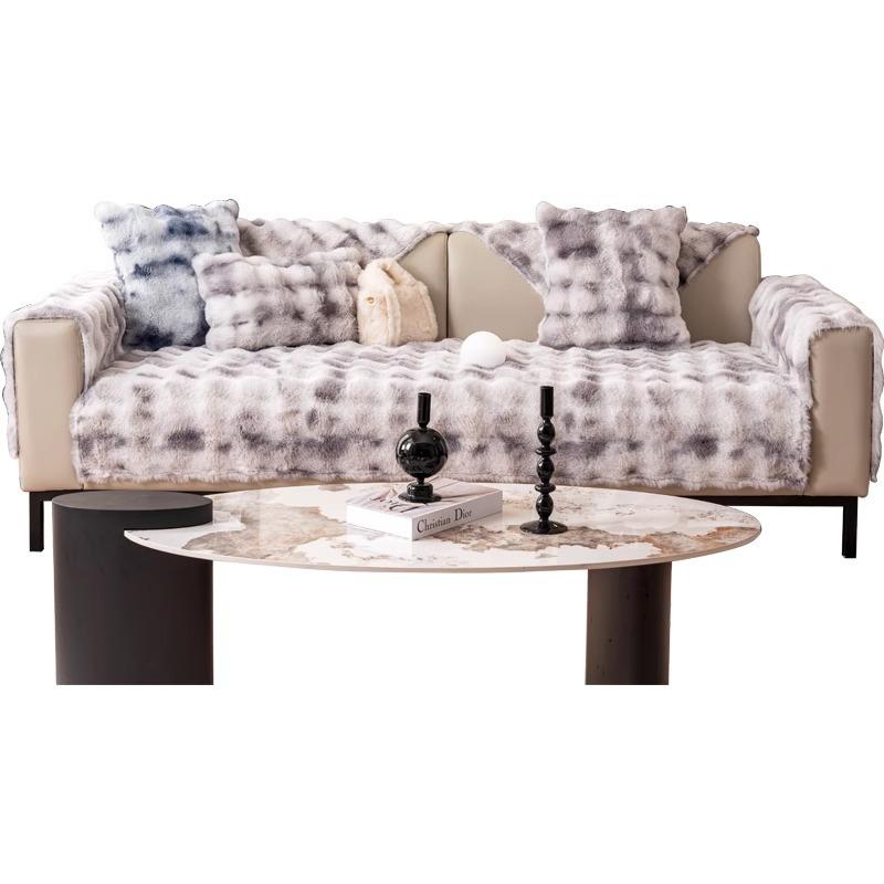 Winter Thick Sofa Towel Warm Rabbit Plush Can Cover Seat Cover Cover Backrest Armrest All-Inclusive Cover Cloth Blanket