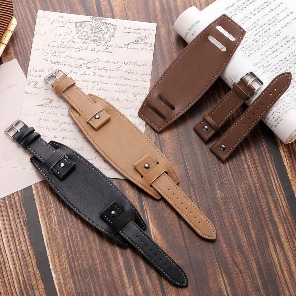 20mm 22mm 24mm Watchband PU Leather Men Bracelets Pallet Leather Watch Strap  Watch Accessories