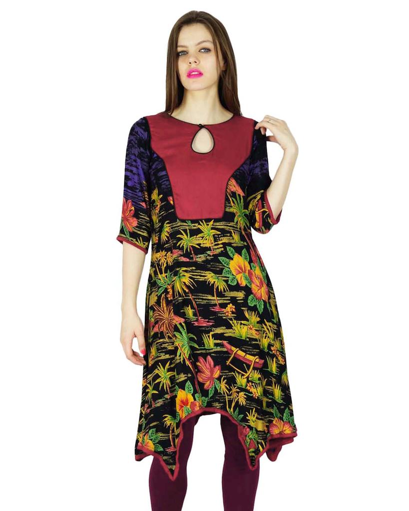 Phagun Designer Printed Kurta Women Indian Ethnic Kurti Casual Tunic Rayon