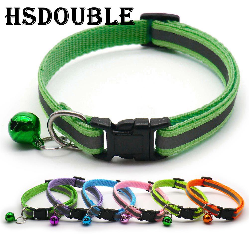 2Pcs/Pack 12 Colors Reflective Adjustable Cats And Small Dogs Collars With Bells Pet Supplies 1