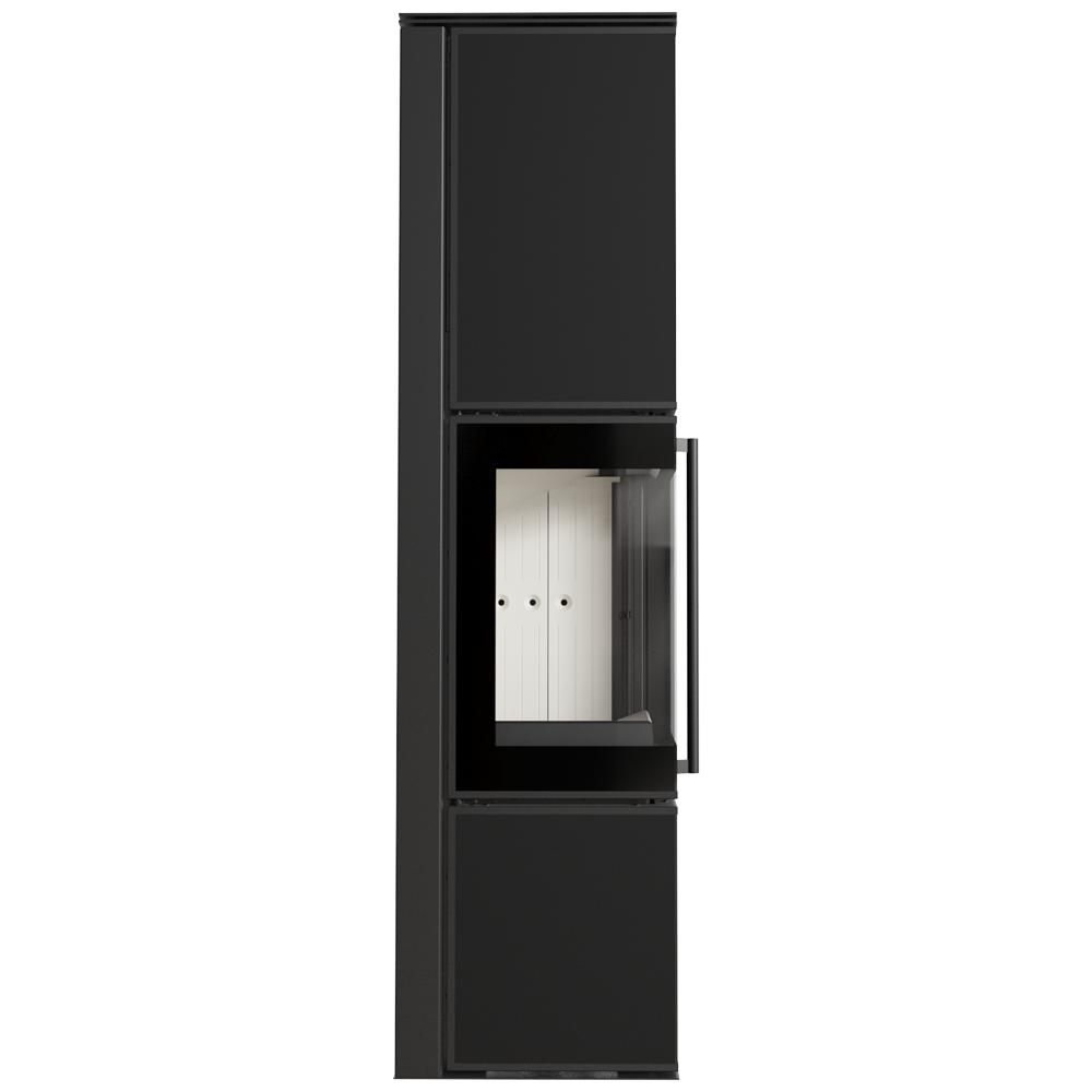 Wood burning steel stove KRATKI TORA/L 8 kW Ø 150 quartz sinter Nero Assoluto self closing door