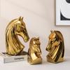 1PC Golden Horse Head Ornament Creative Room Decoration Porch TV Wine Cabinet Study Office Home Decoration Gift