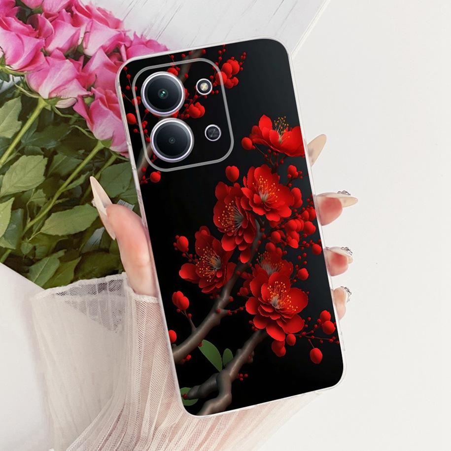 Чехол для Xiaomi Redmi 15C 5G 2025 Модный Цветочный Бант Мягкий Силикон Прозрачная Задняя Крышка Для Xiaomi Poco C85 5G Redmi15C 173MM Бампер