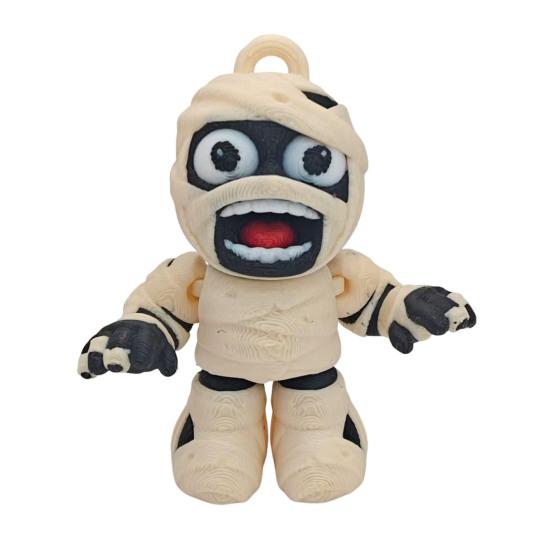 Halloween Mummy Statue 3D Printed Mummy Figurine Movable Joints Mummy Ornament Holiday Party Home Office Desktop Decoration