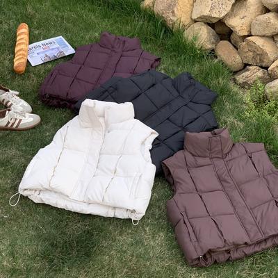 Новый Зимний Универсальный Короткий Жилет со Стойкой Воротником, Модный, Универсальный, Хлопковый, с Застежкой-клипсой, Приталенный и Модный Женский Жакет