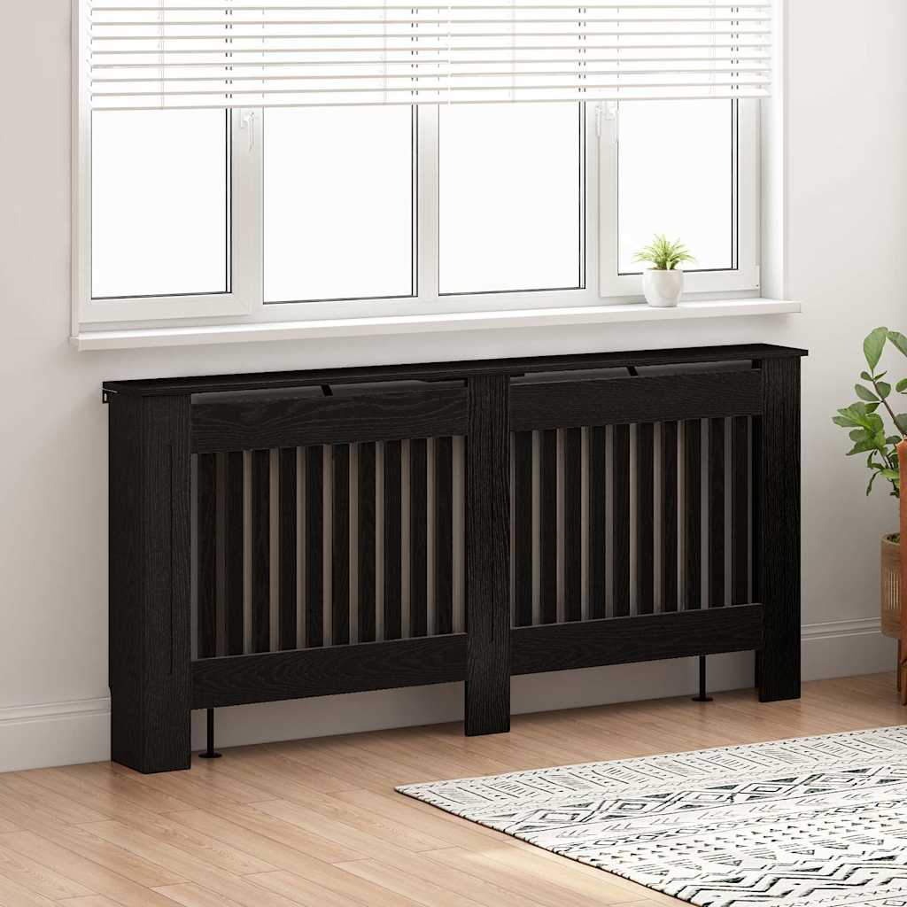 Radiator Cover Black Oak Effect 172 x 19 x 81.5 cm