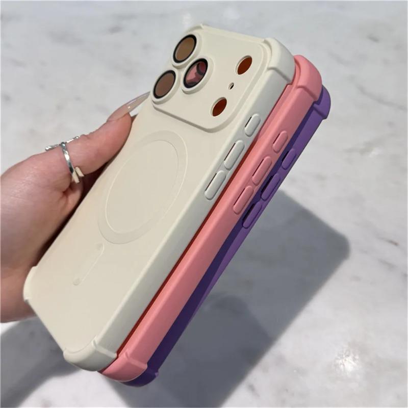 Магнитный ударопрочный силиконовый бампер Чехол для телефона Для For Iphone 17 16 1 14 13 12 Pro Max Plus Для Чехлы с поддержкой беспроводной зарядки