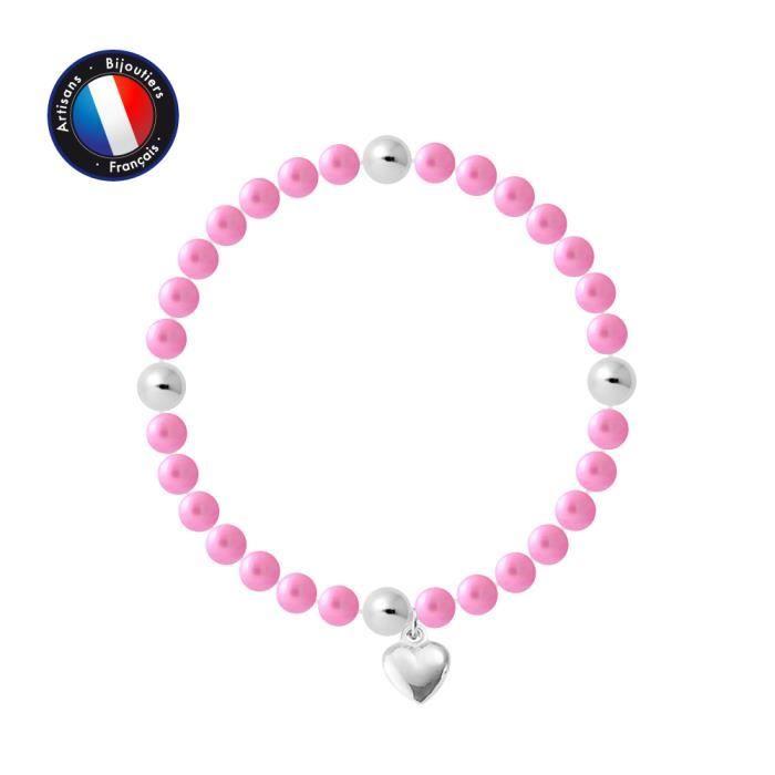 Bracelet - PERLINEA - My Heart - Freshwater Cultured Pearls 5-6 Mm - 925 Silver - Elasticated