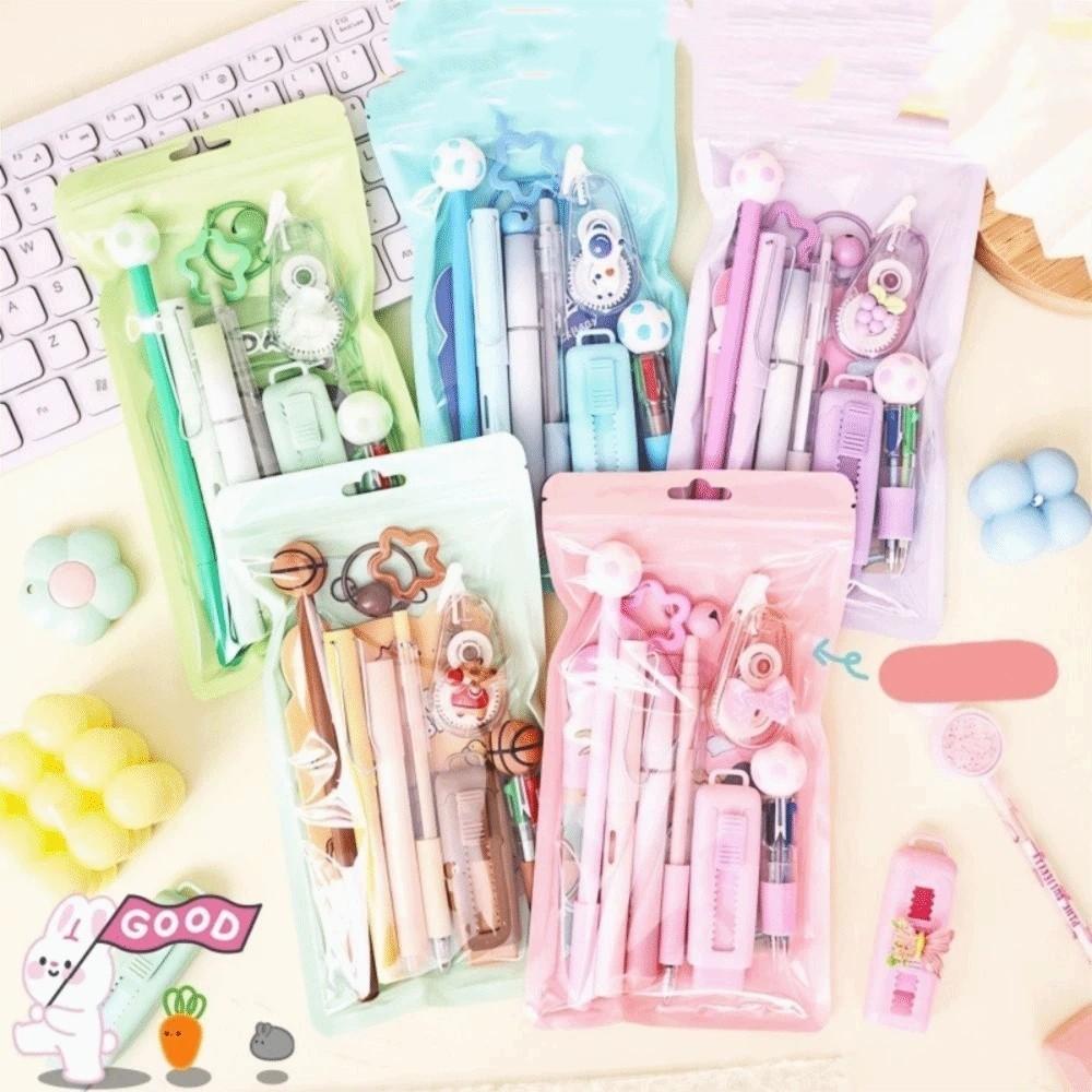 Cartoon School Stationery Set 6 Color Pens Cartoon Stationery Set for Primary School