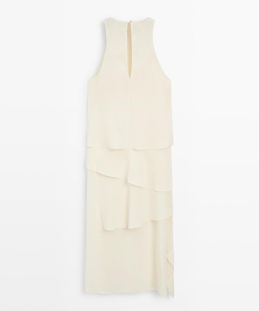 Masimodutti Frill Fluid Midi Dress