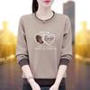 Women's Crewneck Sweatshirt Spring and Autumn Style Middle-aged Long-sleeved Loose Love Base Shirt Top