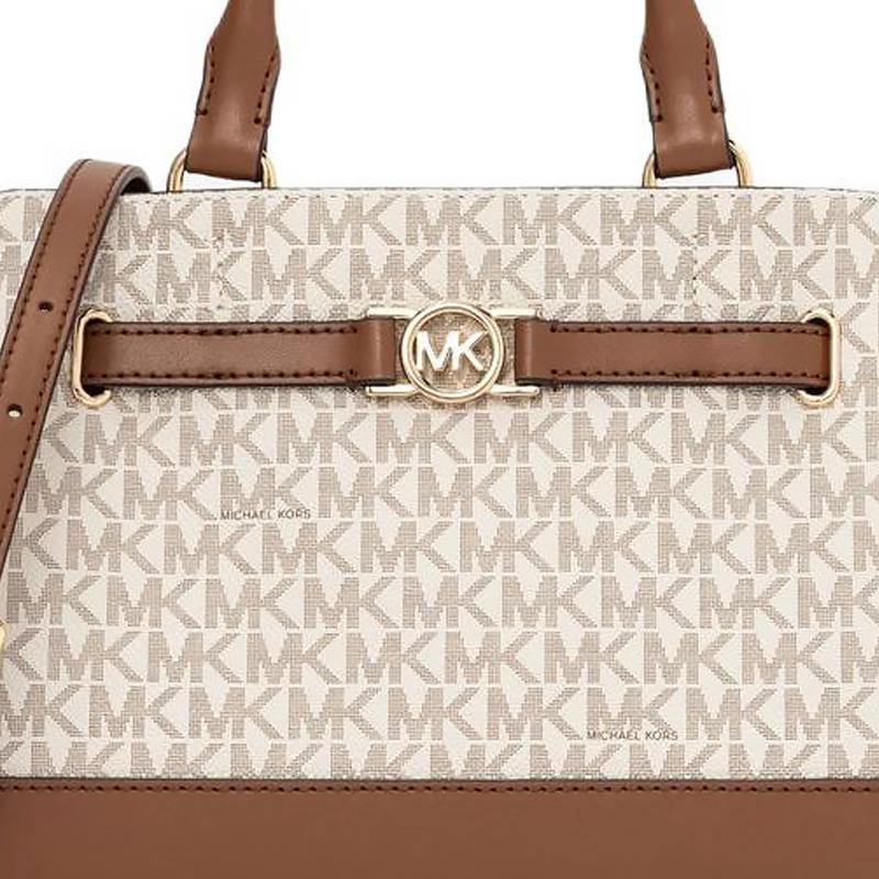 Michael Kors Логотип Фурнитура Фирменный Канвас с Покрытием Искусственная Кожа Сумка Маленькая Женская Ванильный