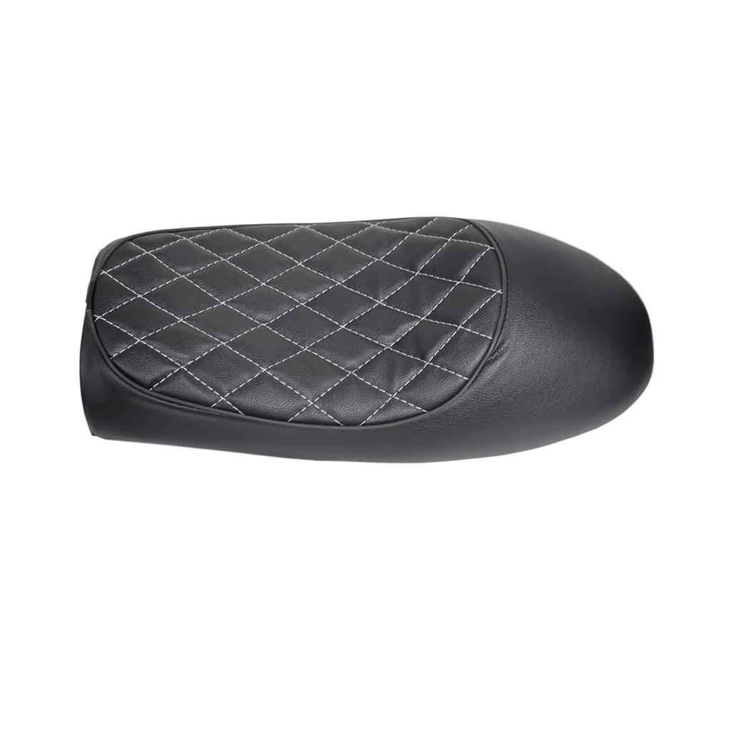 JPMODAO Vintage Motorcycle Seat, PU Leather, Compatible with Various Cafe Racer Models (C-Camel Ridge Diamond White Line)