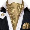 Barry.Wang Mens Formal Wedding Cravat Tie Pocket Square Cufflinks Silk Paisley Plaids Ascot Tie Set