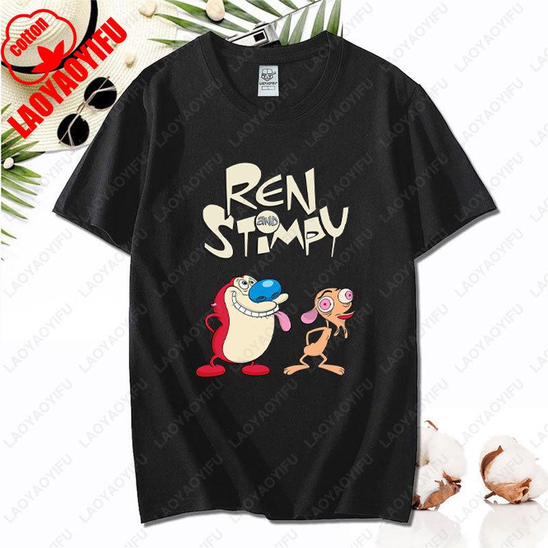 90s Ren Stimpy Show Nickelodeon Nicktoons Dial Cartoon Tshirt Vintage Classic Fashion Streetwear Cotton All Match Unisex Tees