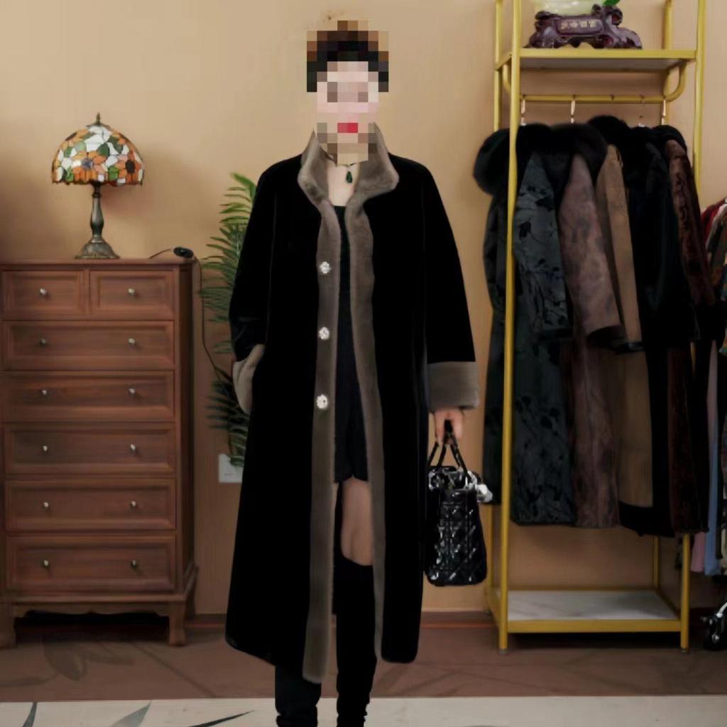Luxury Faux Mink Fur Coat for Plus Size Women Winter Fashion Mom Outerwear Stand Collar Loose Fit Elegant Jacket