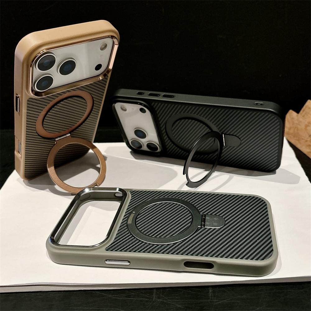 Магнитный держатель-подставка Armor из углеродного волокна, матовый чехол для iPhone 17 Air 16 15 14 Plus 13 12 11 Pro Max, чехол-держатель для Magsafe