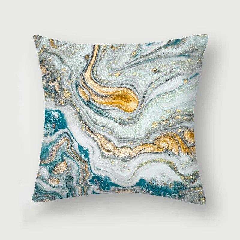 Nordic Blue Marble Polyester Pillowcase Sea Rock Texture Bedside Sofa Chair Throw Pillow Cushion Cover Home Decor