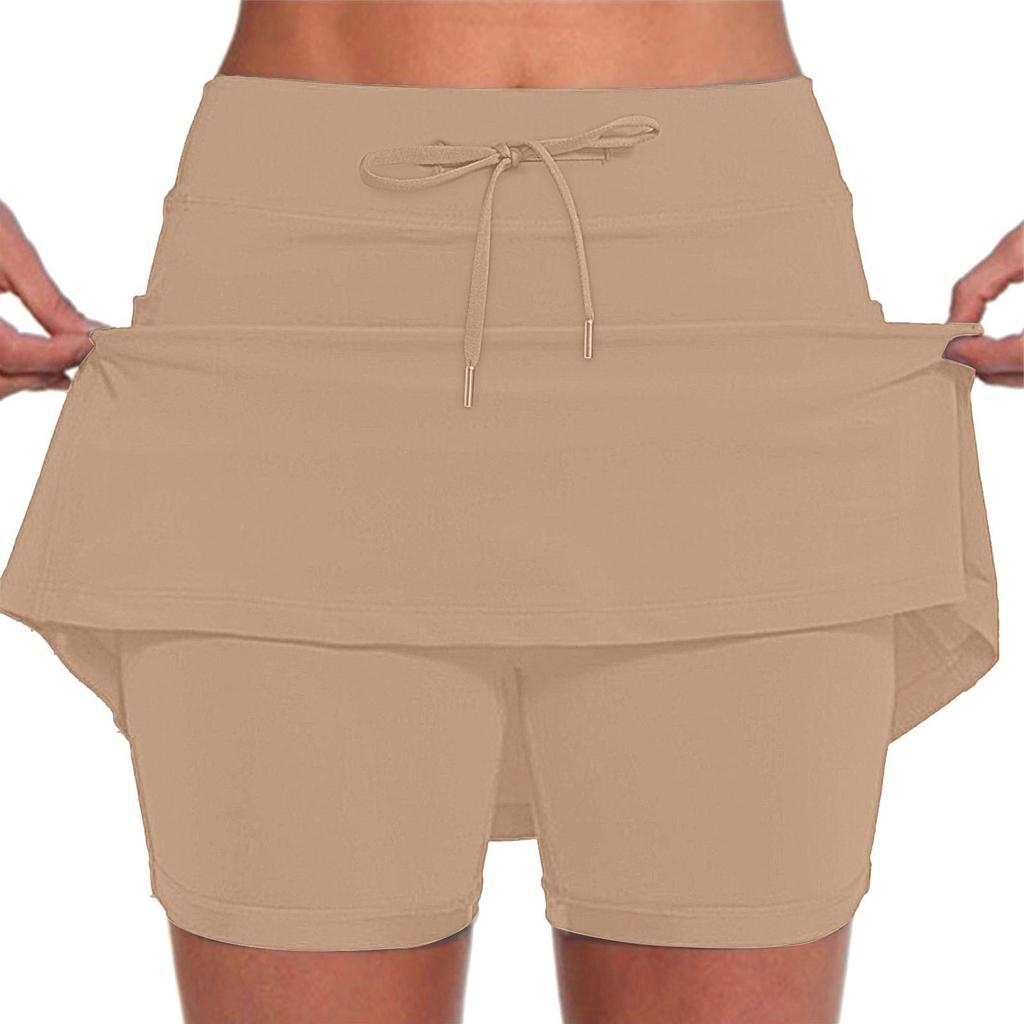 Женские однотонные повседневные спортивные шорты для фитнеса, бега, йоги, плиссированные юбки, теннисная юбка