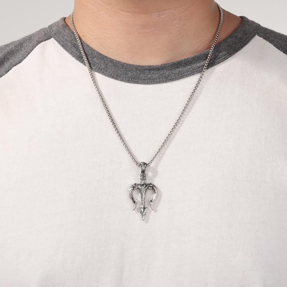 Gift Fashion Retro Charm Chain Punk Vintage Necklace Neptune Trident Pendant Hip Hop Choker