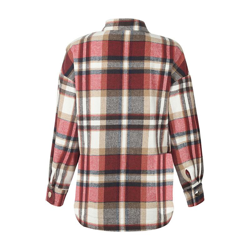 Осенне-зимний женский клетчатый кардиган с длинными рукавами, однобортное повседневное универсальное пальто