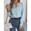 GMXIA Elegant Solid-color Layered V-neck Long-sleeved Women's Shirt for Autumn and Winter