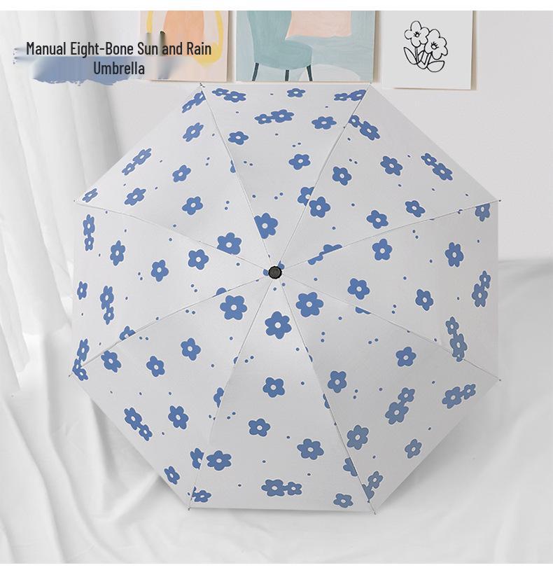 Automatic Floral Oil Painting Umbrella - Portable, Sturdy, Black Glue Sunscreen Parasol