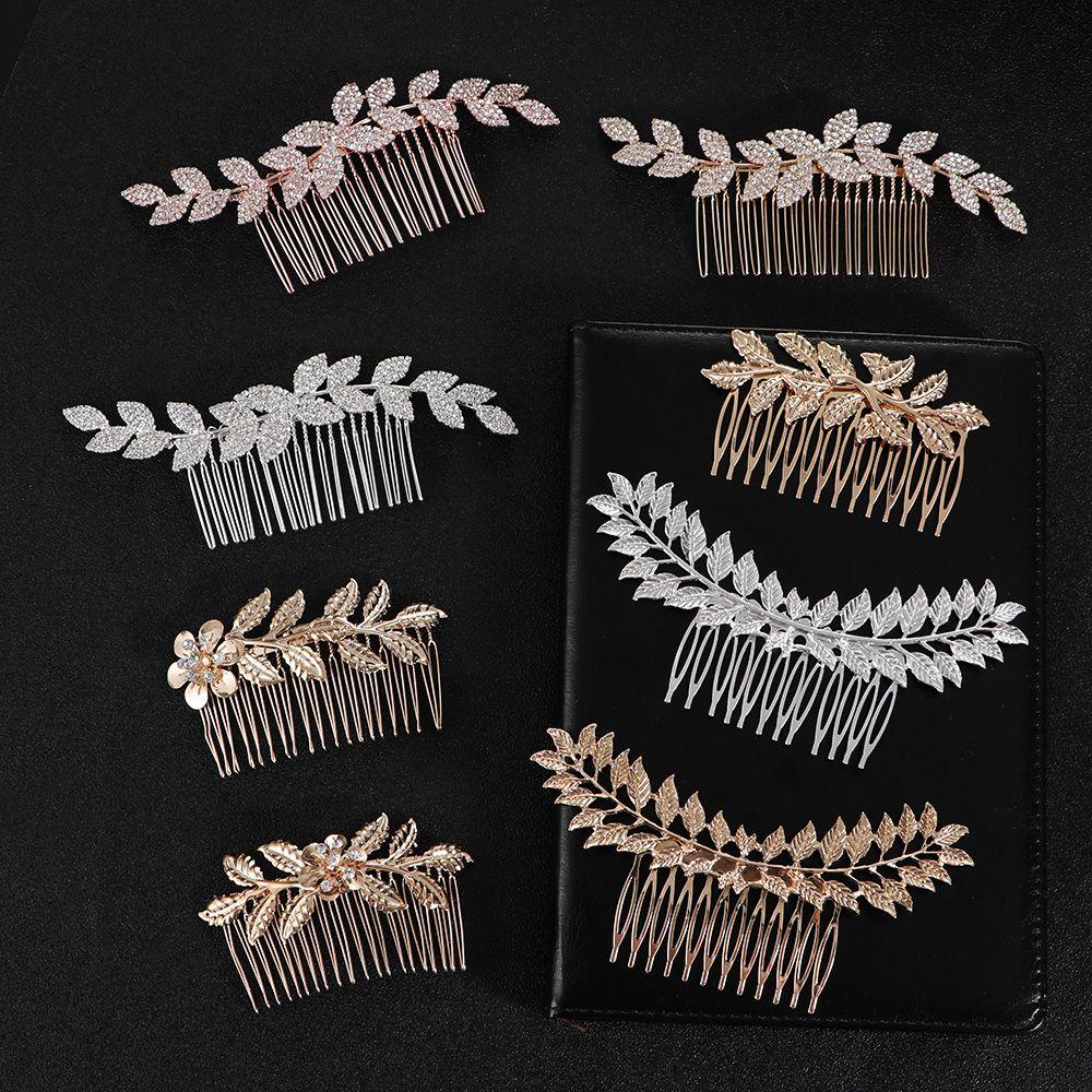 Fashion Gold Silver Hair Jewelry Women Headpiece Wedding Accessories Metal Leaf Bridal Hair Comb
