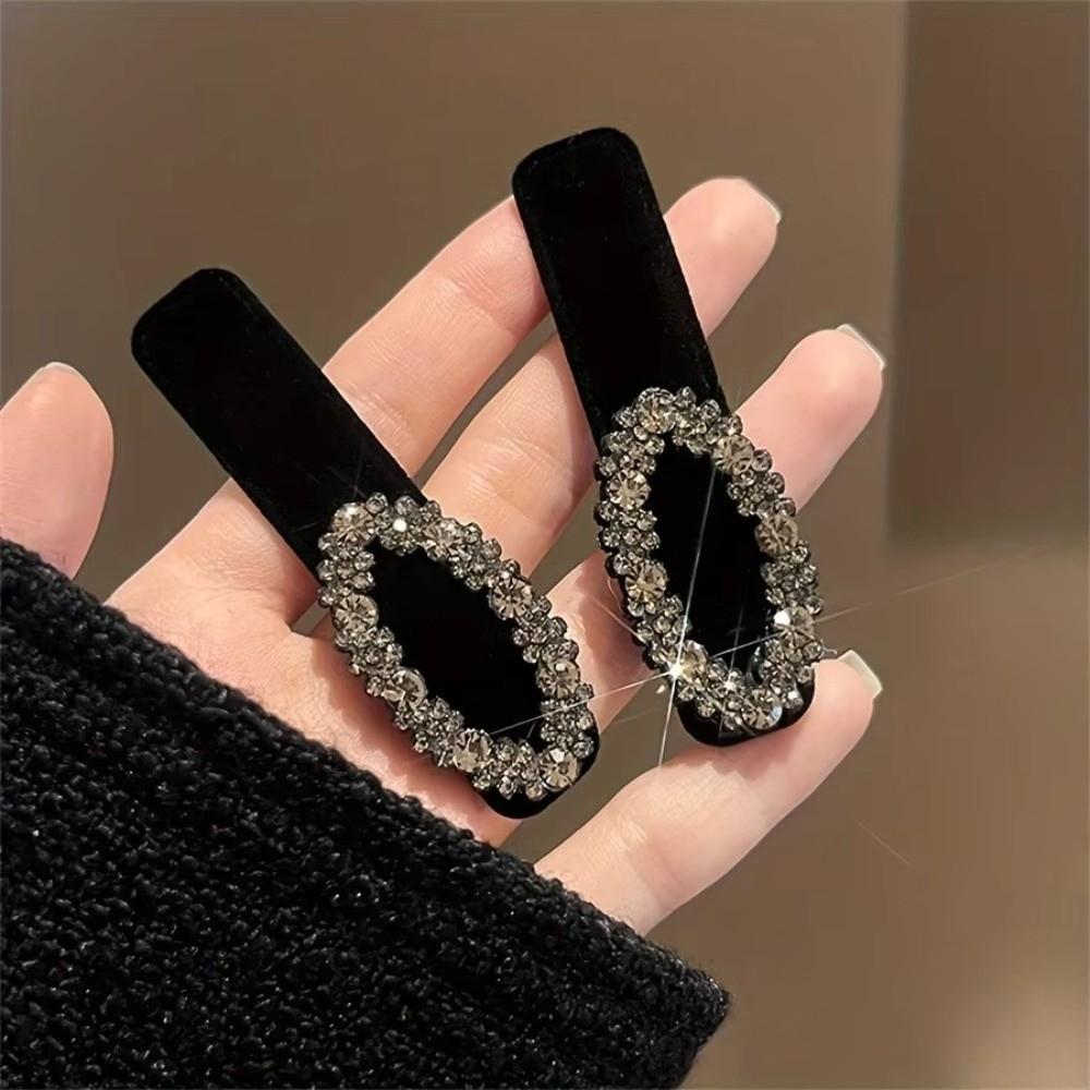 4pcs Rhinestone Small BB Clip Velvet Hair Clip French Women's Hairpins Hair Accessories