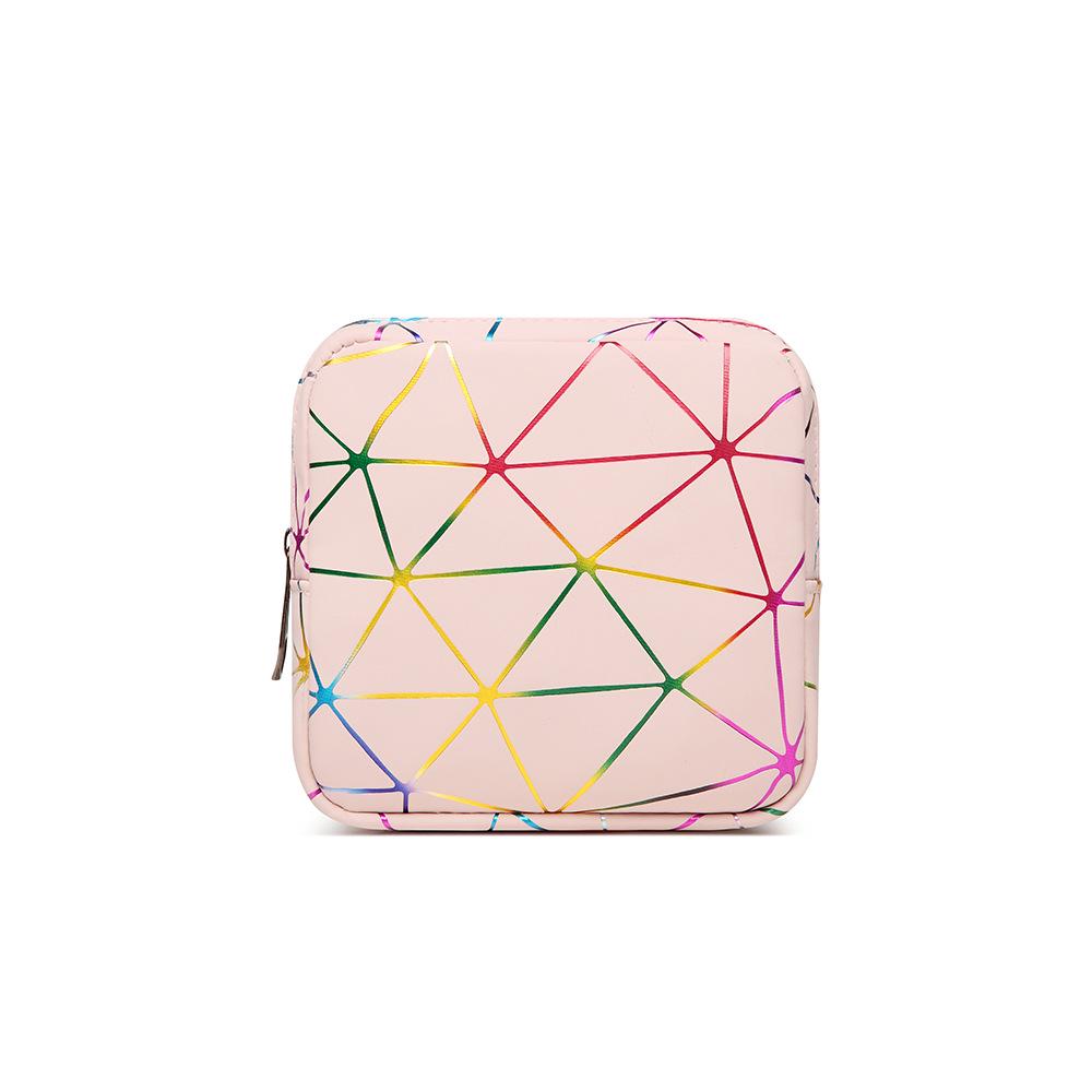 ПУ Многоцелевая сумка для гигиенических прокладок с ромбовидным узором: Портативная менструальная прокладка, помада и кошелек для монет для девочек