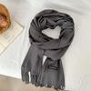 Scarf Women's Winter High-end Sense New Imitation Cashmere Solid Color Versatile Warm Fringed Shawl Scarf