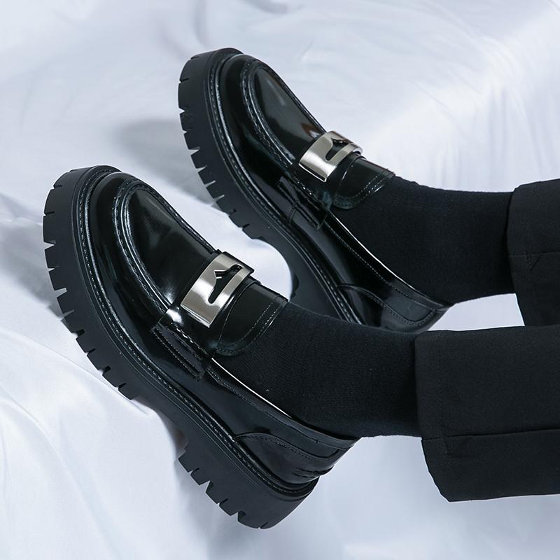 Мужские кожаные туфли на толстой подошве дизайнерского стиля Формальные Вечеринка Бизнес Офис Уличная трендовая взрослая обувь 38-46 Черный Горячий