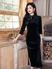 2025 High-End Black Velvet Embroidered Cheongsam for Women - Retro Chinese Style, Perfect for Spring & Autumn Daily Wear