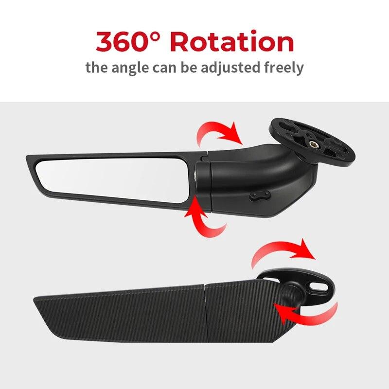 For Yamaha R15V3 R25 R3 R1 R125 YZF Kawasaki ZX6R ZX10R Modified Rearview Mirrors CBR Wind Wing Adjustable Rotating Side Mirror
