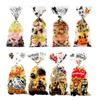50pcs Snack Pouch Halloween Candy Bags Transparent Cellophane Pack Gift Bags  Kids Party Favors